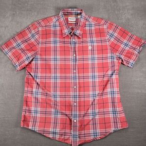 Timberland‎ Vintage Button Up Short Sleeve Plaid Mens Size XL